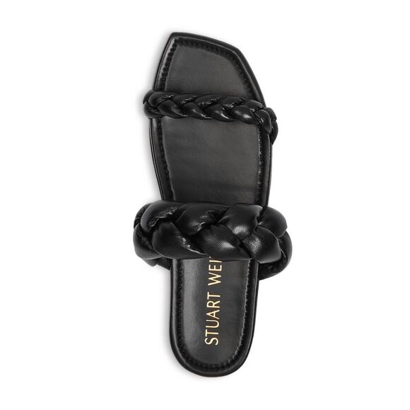 STUART WEITZMAN Womens Black Playa Toe Slip On Leather Slide Sandals 5.5 B - Picture 3 of 4